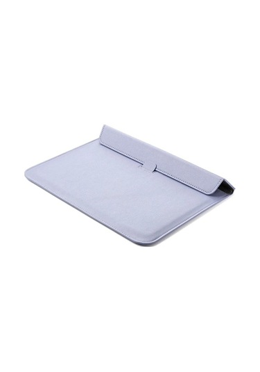 Macbook Pro 14 İnç M3 A2992 A2918 Uyumlu Deri Mıknatıslı Çanta Stantlı Şık Tasarım Lila