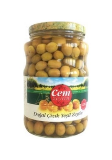 Cem Doğal Çizik Yeşil Zeytin Cam 1 KG