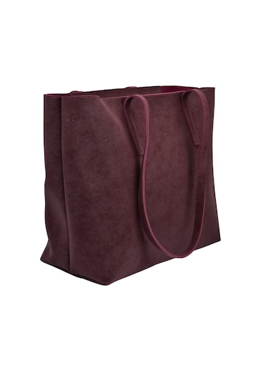 Kadın Büyük Boy Süet El Ve Omuz Çantası - Bordo Bordo
