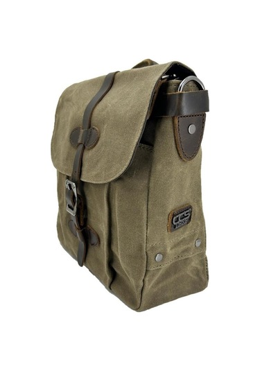 Ççs 31487 Mumlanmış Kanvas Retro Omuz Çantası Haki