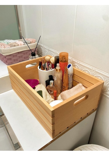 Masif Ahşap Sandık - Büyük Boy Saklama Depolama Ve Düzenleme Için Tahta Kutu Çok Amaçlı Organizer - Big Wooden Box Ahşap