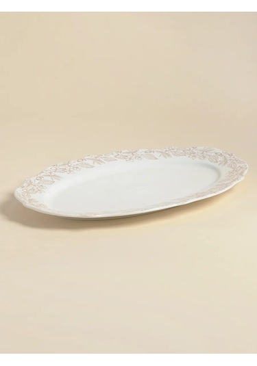Sl Home 34,5x23 Cm Porselen Servis Tabağı "amande" 306003671 Beyaz