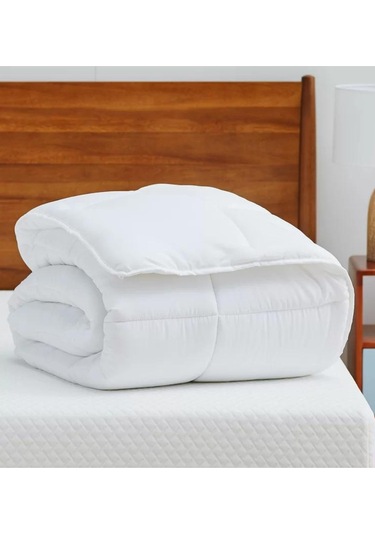 Microfiber Çift Kişilik Yorgan Kapitone Yıkanabilir Mevsimlik Mik Beyaz