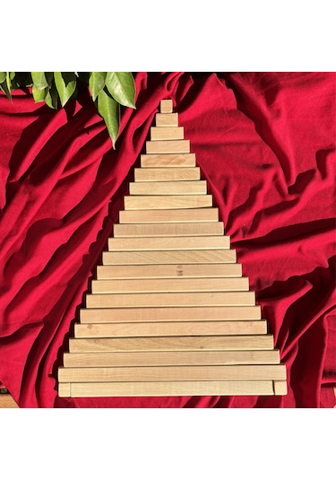 Leftover Ahşap Yılbaşı Ağacı - Ham Ahşap - 54cm Çap 40cm