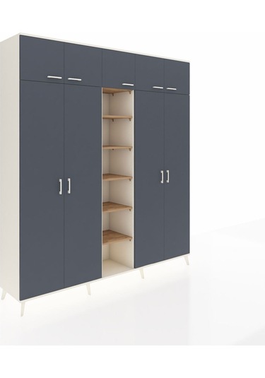 Hyperion Dolap 12 Raflı 9 Kapaklı 2 Askılı 220x44x243 Aytaşı-antrasit/çam Antrasıt/atlas Çam