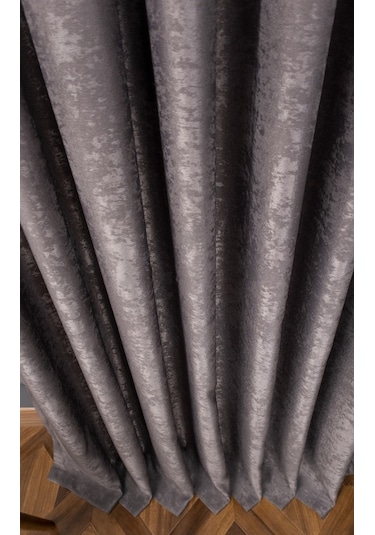 Evdepo Home Soft Koyu Gri Fon Perde Tek Kanat Gri