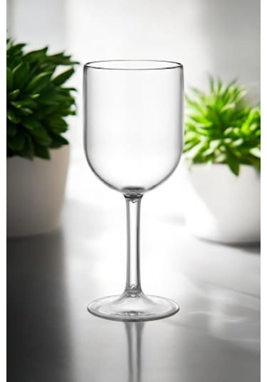 Kırılmaz Çizilmez Şarap Bardağı 400 Ml Cam Gibi Şeffaf Polikarbon Şarap Kadehi 6 Adet Şeffaf