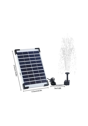 Symbee "güneş Enerjili Bahçe Çeşmesi - 5.5w Güçlü, 380l/h Akış, 6 Nozul Seti, 3m Kablo, Su Tasarrufu Sağlar"