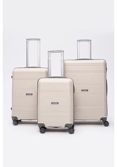 Elatae Premium Polipropilen Kırılmaz 3'lü Valiz Seti Bej - Antrasit V305 Bej