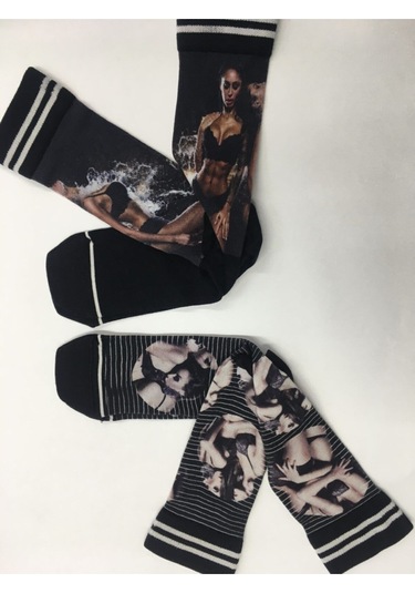 Çorap 2 Li Set Dijital Baskılı Renkli Çok Renkli