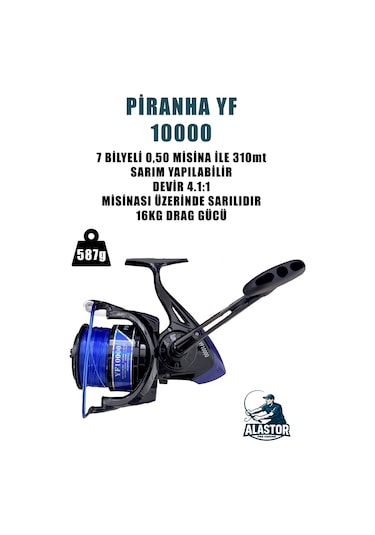 Surf Olta Makinesi Piranha Yf 10000 7 Bilyeli 16kg Drag Gücü