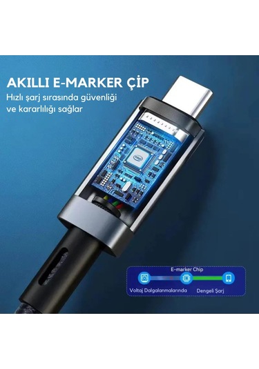 Coofbe 1mt Usb 4.0 240w Type-c Şarj Kablosu 40gbps Veri Aktarım Type-c 8k 60hz Görüntü Aktarım Kablosu 1 Adet