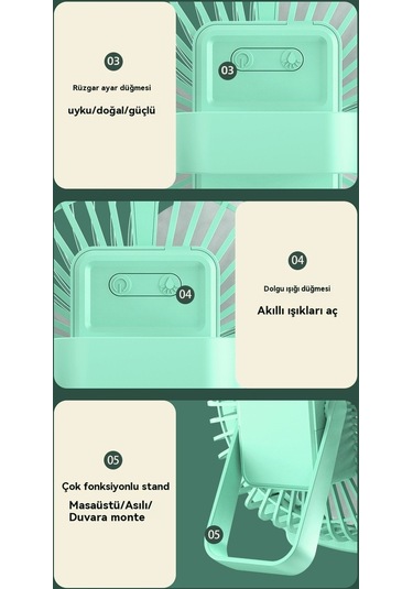 Usb Masaüstü Fanı Şarj Edilebilir Döngü Yüksek Rüzgar Fanı 000-beyaz