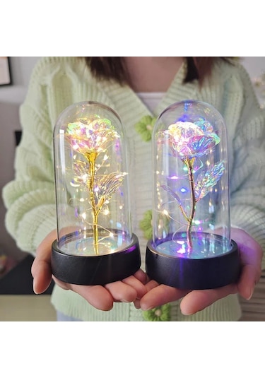 Led Işık Folyo Çiçek Yapay Gül Çiçekler Gece Lambası Sevgililer Günü Hediyesi A1 Italya A Çok Renkli