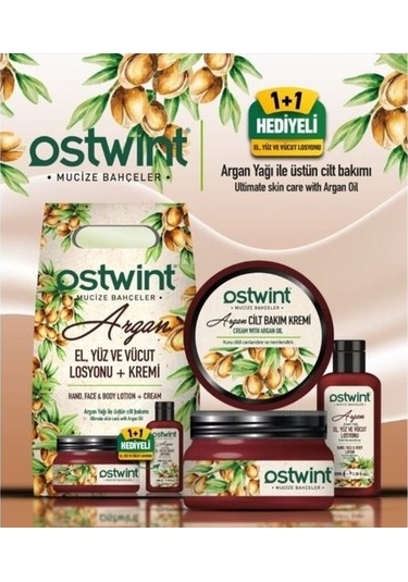 Ostwint Argan Özlü El Yüz ve Vücut Losyonu 100 ML + Argan Özlü Cilt Bakım Kremi 300 ML