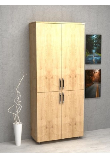 Kobiç Ofis Dosya Dolabı Kilitli Tam Kapak Suntalam Dolap 70x35x185 Cm Meşe Meşe