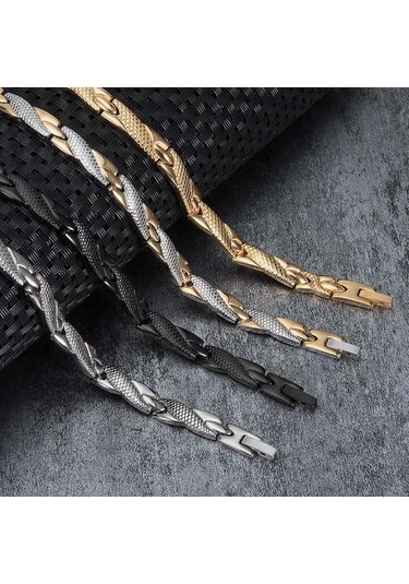 Sağlık Enerji Bilezik Erkek, Çapraz Paslanmaz Çelik, Manyetik Erkekler Altın Renk Rg Alet Kutusu Altın - Bej