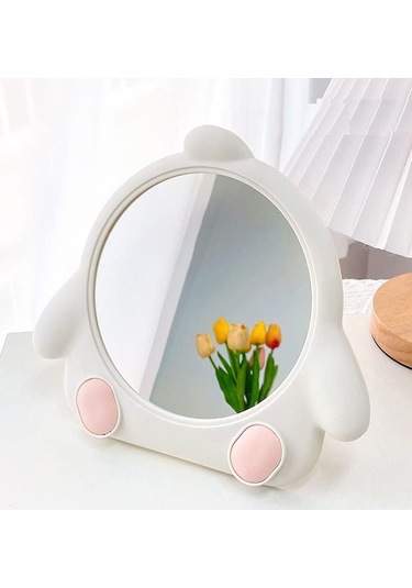 Caş Dekorasyon Beyaz Renk Penguen Model Masa Aynası Beyaz