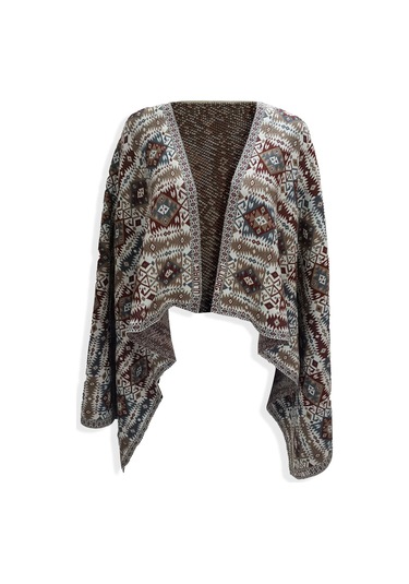Uludağ Triko Kadın Taş Etnik Desenli Kilim Şal