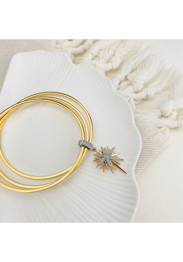 Çelik Ajda Bilezik Charmlı Ajda Bilezik Zirkon Taşlı Kutup Yıldızı Gold Gümüş Gold