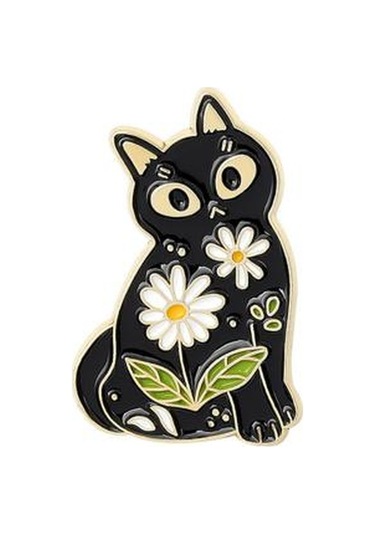 Siyah Emaye Pin Sevimli Ayı Kedi Tilki Şekli Kirpi Broş Seyahat İçin Siyah