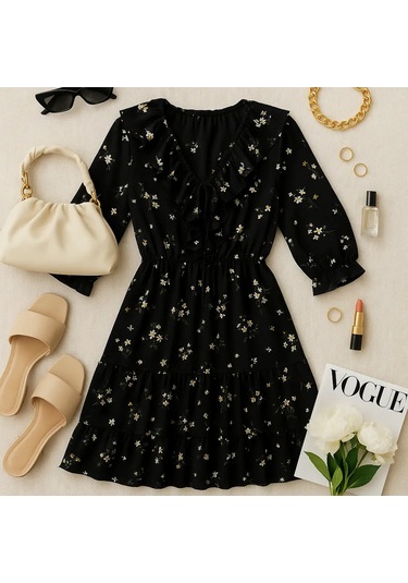 K&nur Kısa Şık Elbise, Volanlı 364821656