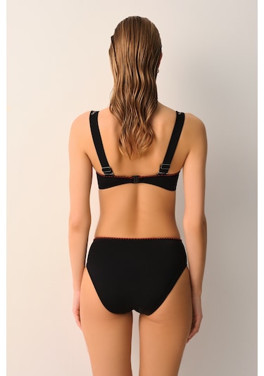 Suwen Karla Yüksek Bel Nakışlı Bikini Alt Sb26153012012 Siyah