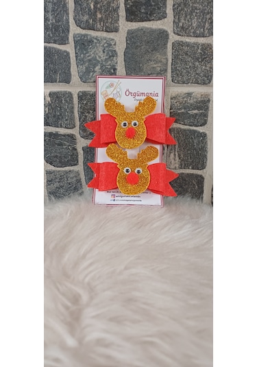Geyik Yılbaşı Tokası- Çıtçıtlı Toka Kırmızı