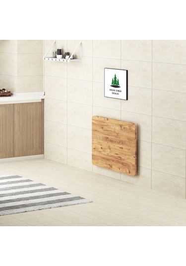 90cmX60cm MDF OVAL KÖŞELİ KATLANIR DUVARA MONTELİ MUTFAK MASASI