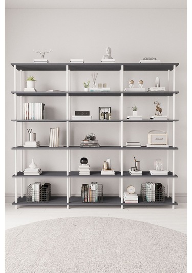 Çevir Kur 200 Cm Antrasit Kitaplık Bd 200 177 29 Cm Antrasit