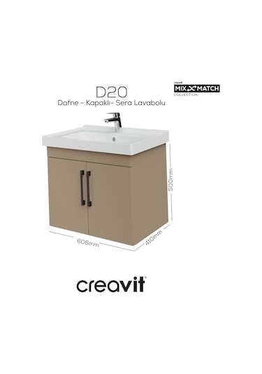 Creavit D20 65 Cm Kapaklı Lavabo Dolabı Dafne Melamin Kapak Diğer