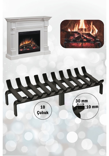 60 Cm X 32 Cm 10 Çubuklu Ekstra Şömine Izgarası Dar Gözlü Izgara