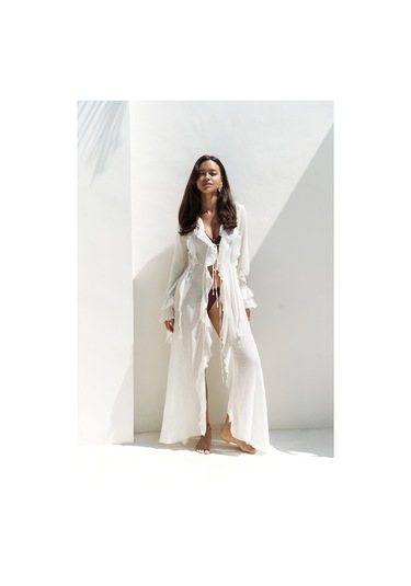 Freya Ekru Uzun Elbise Ekru