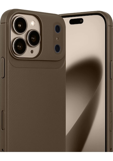 İphone Uyumlu 17 Pro Kılıf Focus Carbon Silikon Kapak Kahverengi