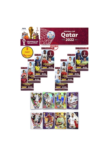 Dünya Kupası Panini Fıfa 2022 Adrenalyn Xl Qatar World Cup Trading Kartı 8 Paket 64 Kart