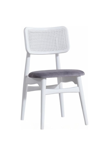 Helios Hazeranlı Ahşap Bohem Sandalye Beyaz - Gri