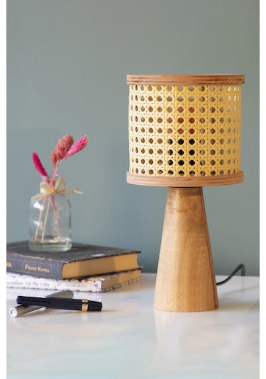 Istanbul Serisi Mini Beyoğlu Hazeranlı Ahşap Abajur Ahşap