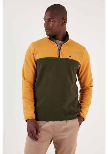 Buratti Regular Fit Anti-Pilling Tüylenme Yapmayan Dik Yaka Şardonlu 2'Li Paket Erkek Polar 5906016S2 Hardal-Orange