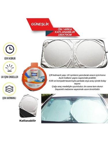 Oto Cam Güneşlik Miflonlu Katlanır 150x70cm