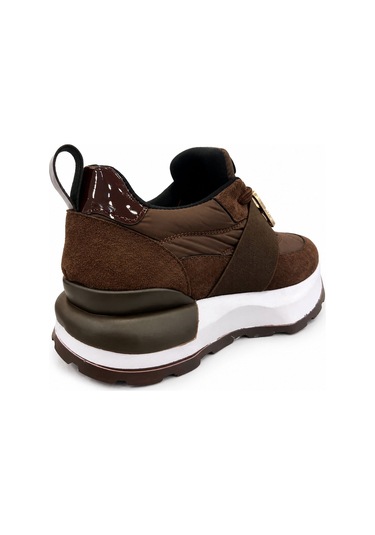 Papucumun Dünyası Kadın Lastik Bantlı Kalın Taban Lüks Casual Sneaker Kahverengi