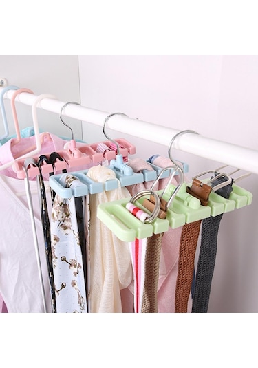 Dolap Saklama Rafı Kravat Kemer Eşarp Düzenleyici Yer Tasarrufu Sağlayan Döner Askı Tutucu Arı Yeşil