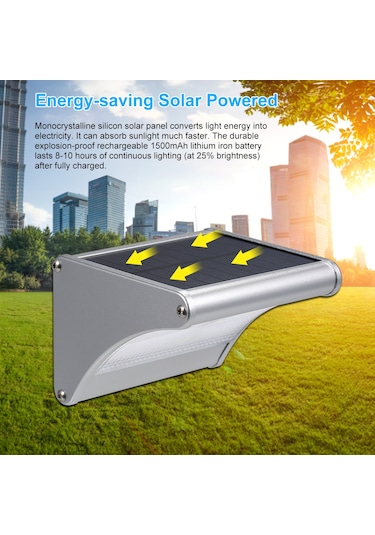 Neoglint Güneş Duvar Lambası Radar Hareket Sensörü Gümüş