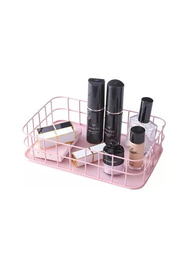 Qingmipy Güçlü Demirden Yapılmış Pembe Kalp Desenli İçindekilerini Düzenleyen Masaüstü Organizer Sepeti - Odalarınızı Tidy Ve Şık Hale Getirin