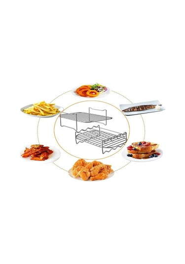 Shineyee Stoksel Çift Katlı Çelik Kebab Izgarası: Yüksek Sıcaklığa Dayanıklı, Yemek İle Direkt Temaslı, Multifonksiyonel Hava Fritöz Aksesuarı