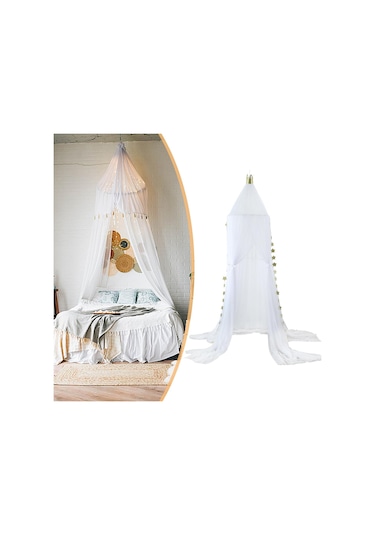 Suntek Çocuklar Prenses Oyun Çadırı Bebek Odası Kale Yatak Beyaz