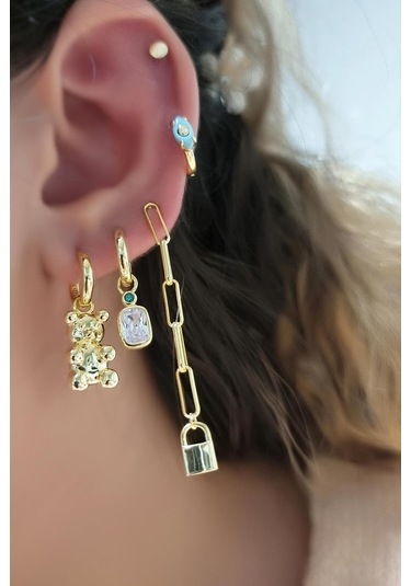 Tekli İthal Baby Jelibon Gold Gümüş Küpe-8127