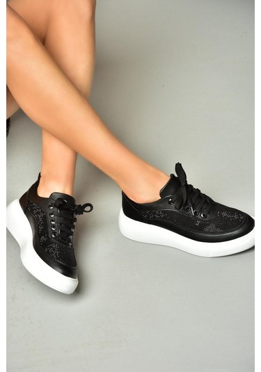Fox Shoes S274048509 Siyah Taşlı Kadın Spor Ayakkabı Sneakers Siyah