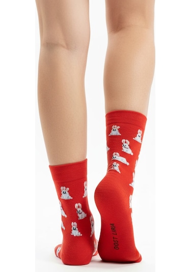 Gost Liria Rabbit Socks Desenli Unisex Soket Çorap Kırmızı
