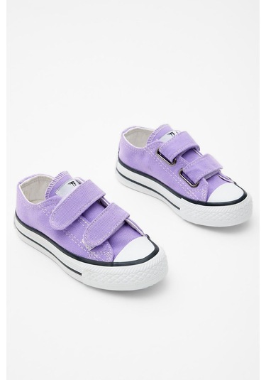 Kauçuk Taban Keten Cırtlı Çocuk Unisex Lila Spor Ayakkabı Tbh1450 LILA