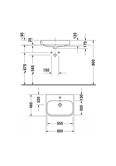 Duravit Lavabo Happy D.2 Tezgahüstü 60 x 46 CM 2315600000